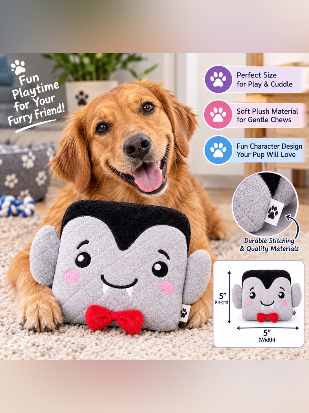 Vampire Plush Dog Toy